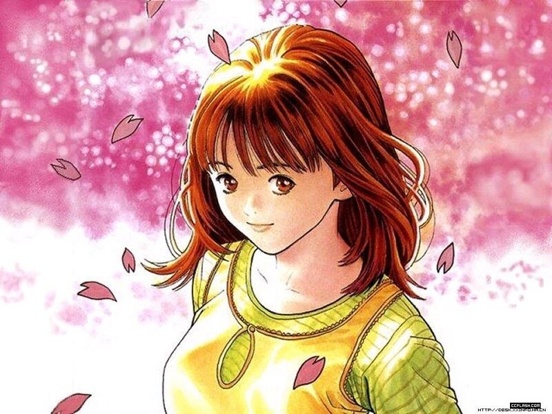 Anime Girl with Brown Hair — Pink, Serene, Spring
