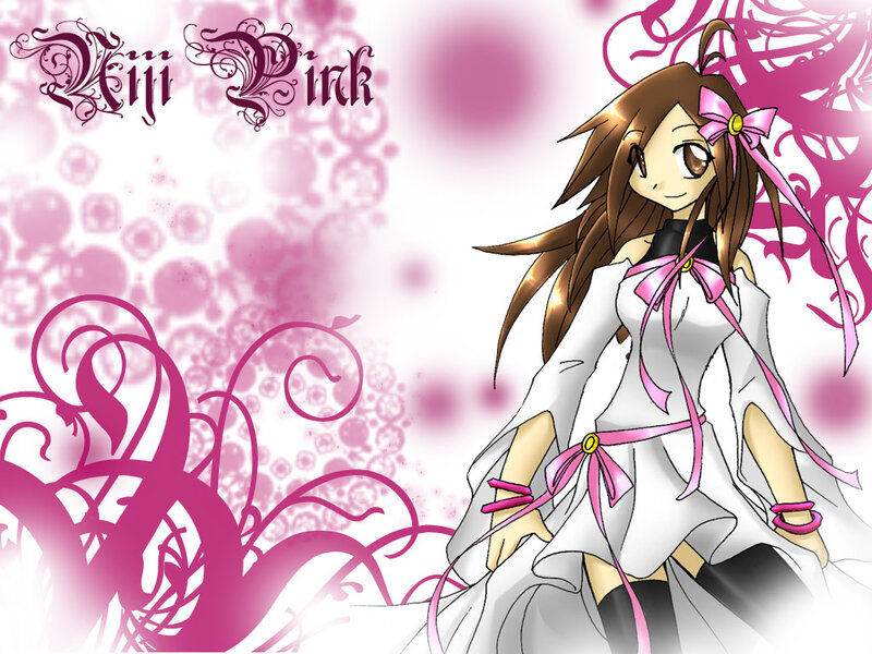 Anime Girl with Brown Hair — Pink