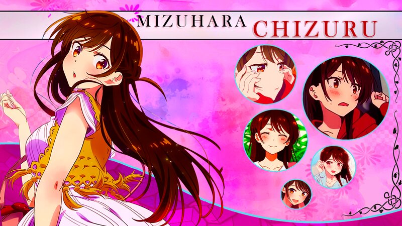 Anime Girl with Brown Hair — Pink, Vibrant