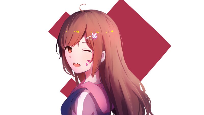 Anime Girl with Brown Hair — Playful, Digital Art