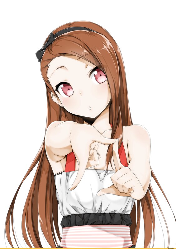 Anime Girl with Brown Hair — Playful, Headband