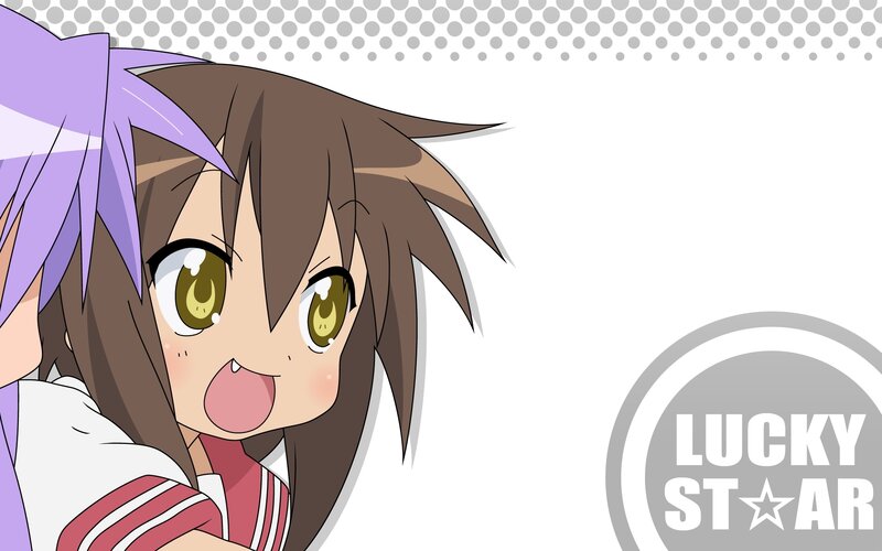 Anime Girl with Brown Hair — Playful, Purple Hair