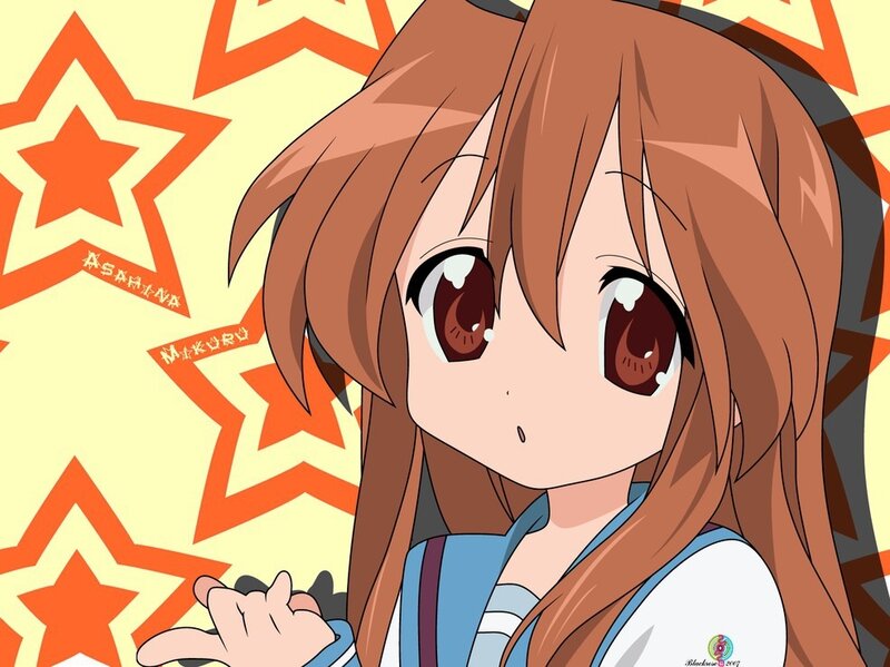 Anime Girl with Brown Hair — Playful, Stars