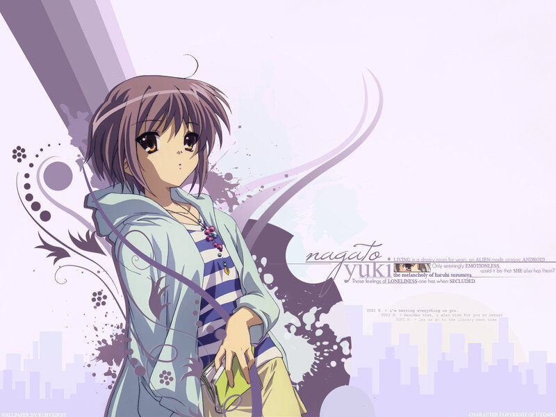 Anime Girl with Brown Hair — Purple