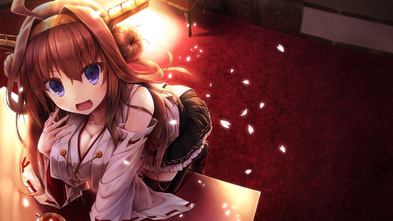 Anime Girl with Brown Hair — Red, Dramatic, Night