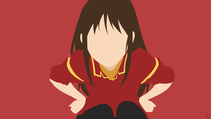 Anime Girl with Brown Hair — Red, Neutral, Red Shirt