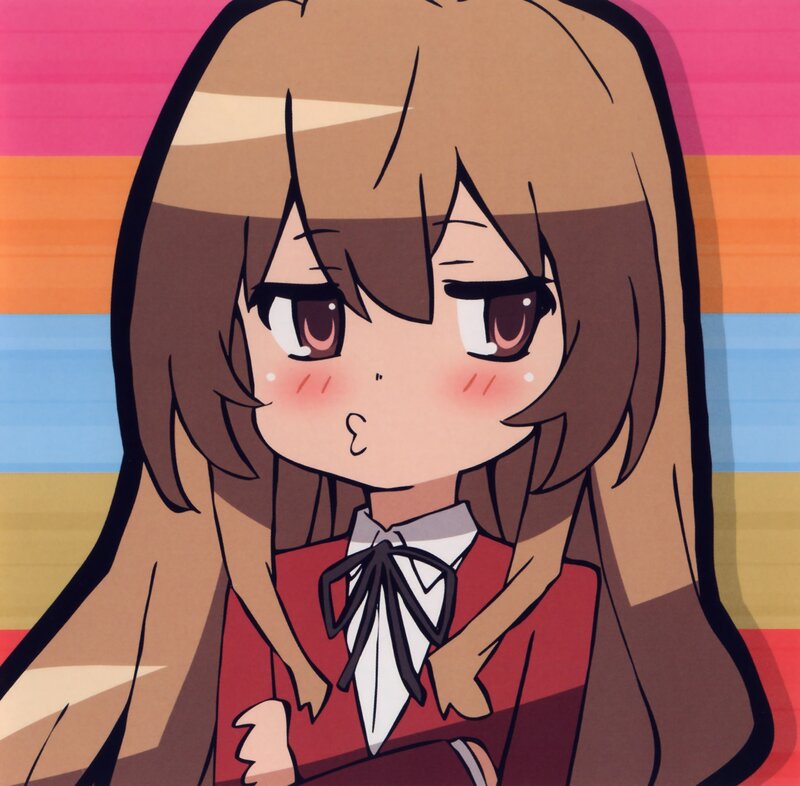 Anime Girl with Brown Hair — Red, Playful, School Uniform