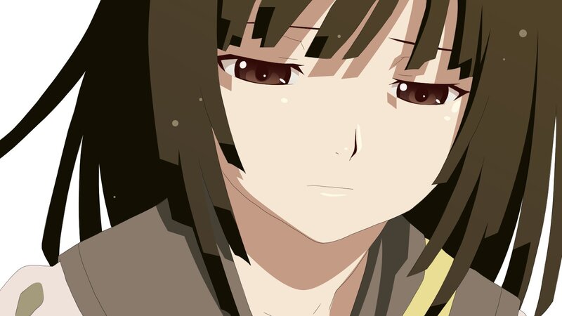 Anime Girl with Brown Hair — Sad, Brown Eyes