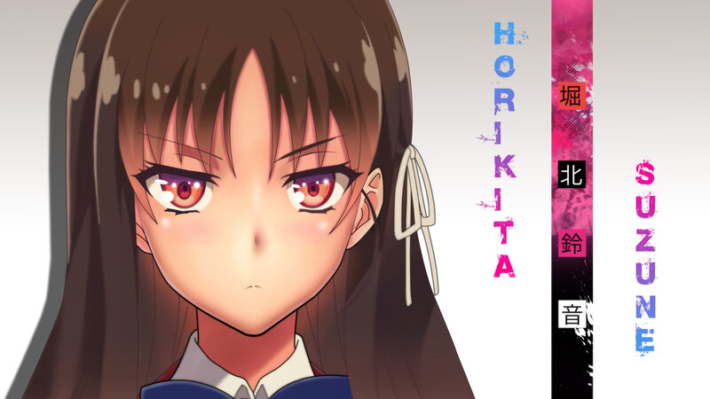 Anime Girl with Brown Hair — Serious, School Uniform, Text