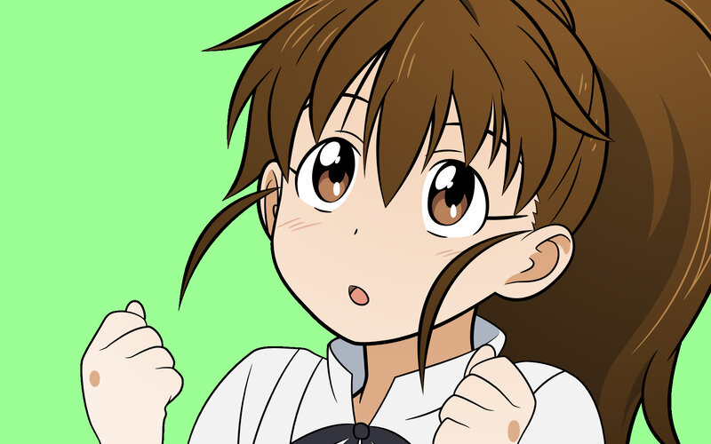 Anime Girl with Brown Hair — Surprised, Manga