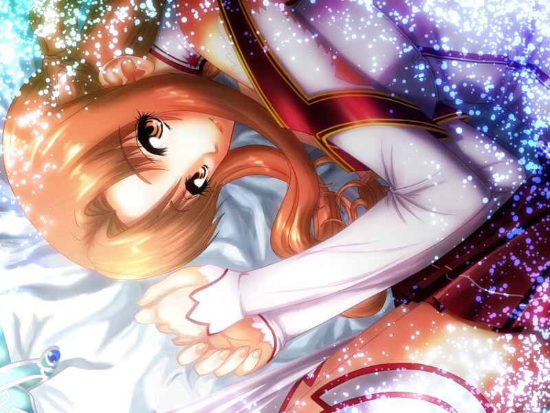 Anime Girl with Brown Hair — White, Dreamy, Sparkles