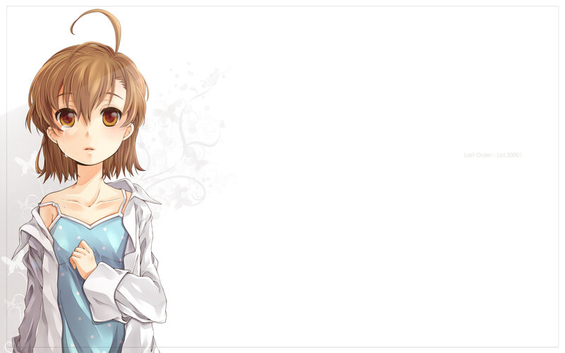 Anime Girl with Brown Hair — White, Sad