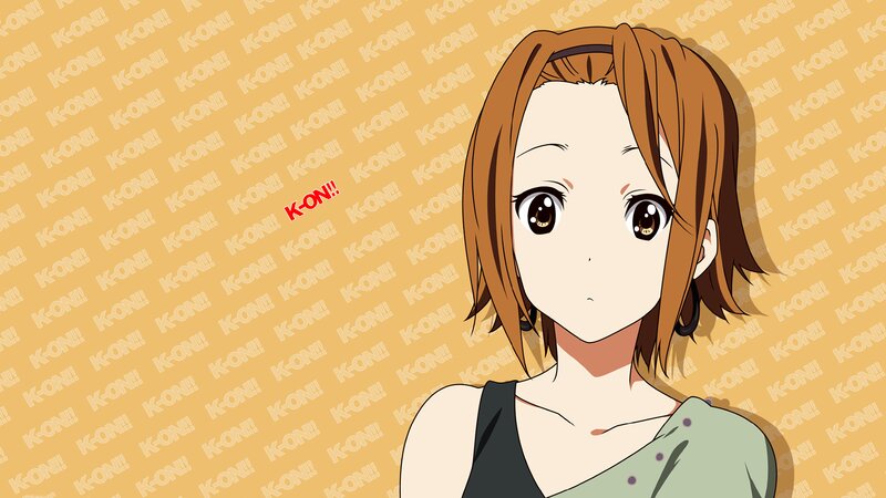Anime Girl with Brown Hair — Yellow, Neutral, Text