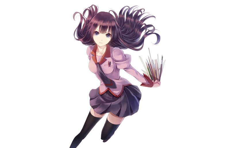 Anime Girl with Brushes — Purple