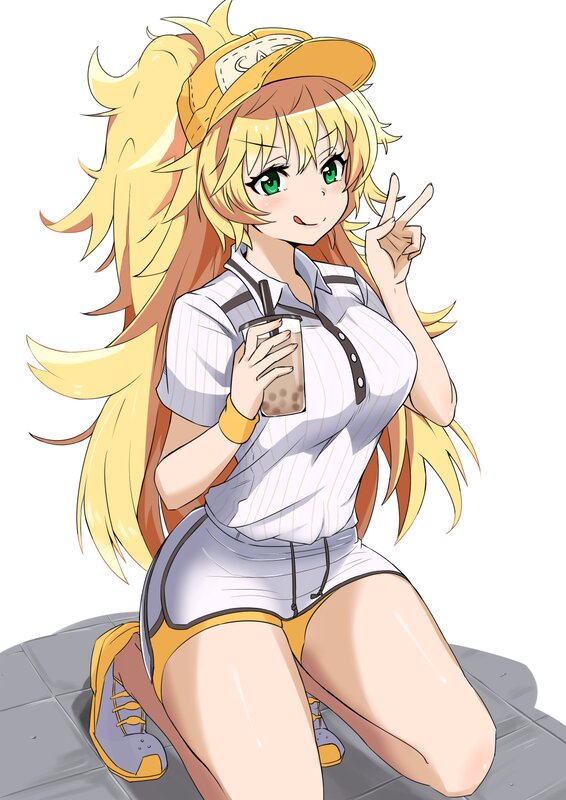 Anime Girl with Bubble Tea — Yellow