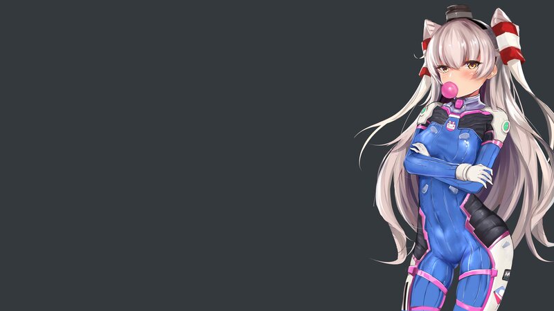 Anime Girl with Bubblegum — Blue