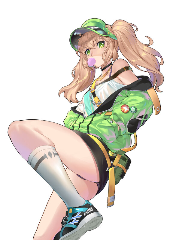 Anime Girl with Bubblegum — Green, Playful