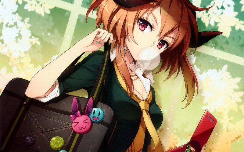 Anime Girl with Bubblegum — Green