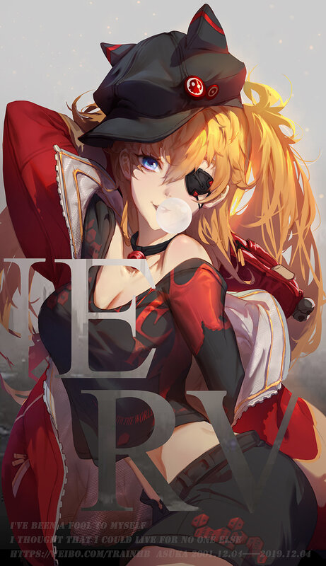 Anime Girl with Bubblegum — Red