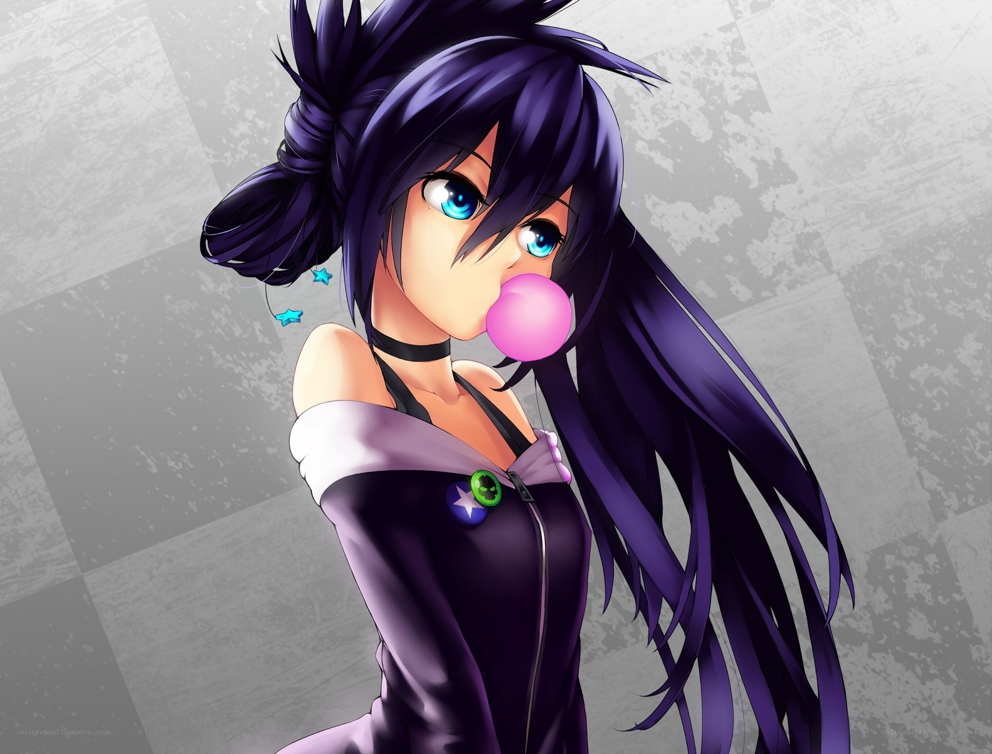 anime girl with bubblegum