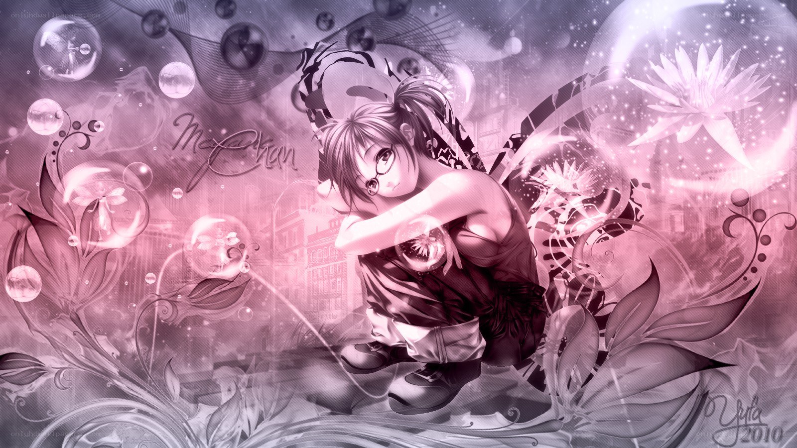 anime girl with bubbles