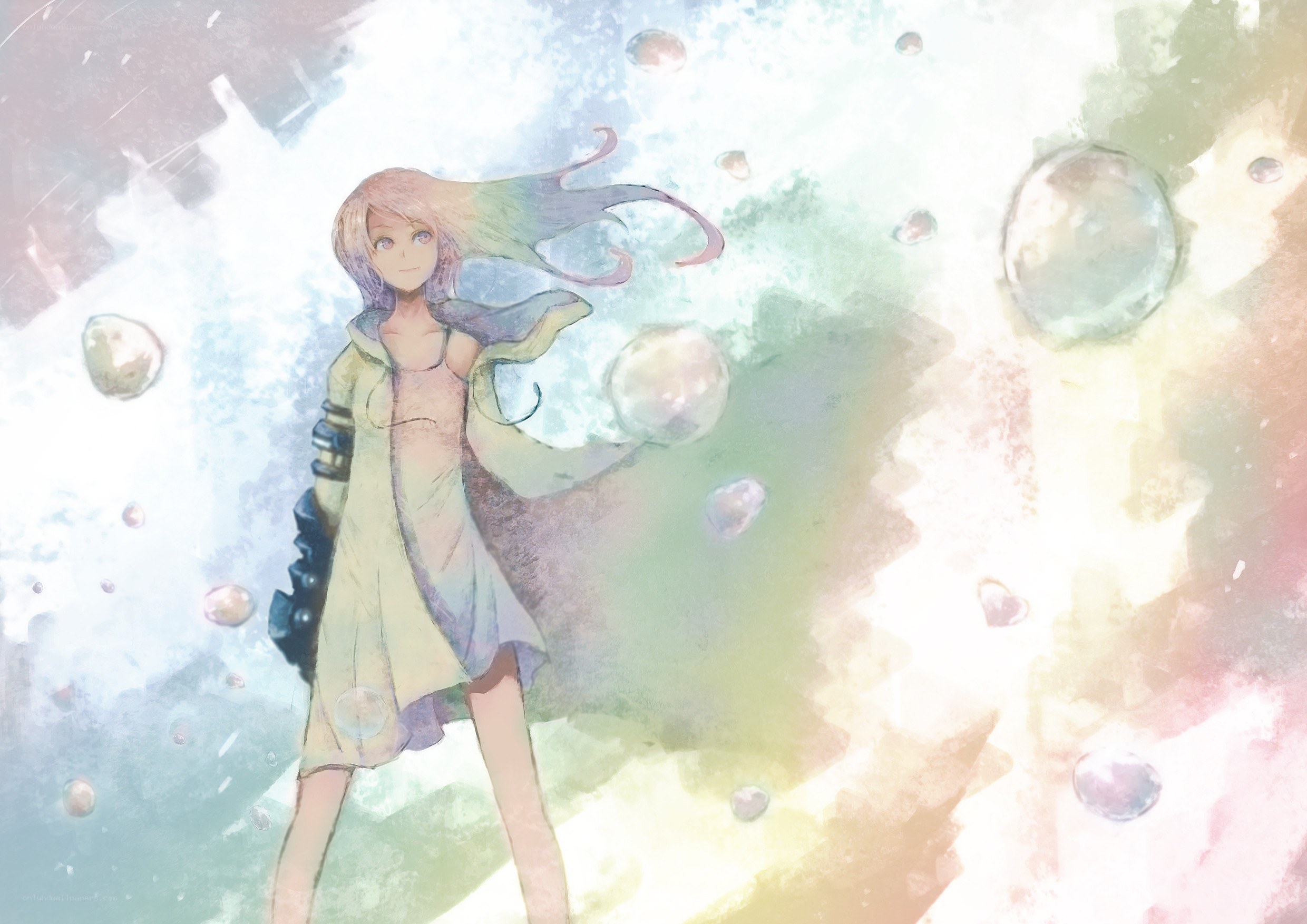 anime girl with bubbles