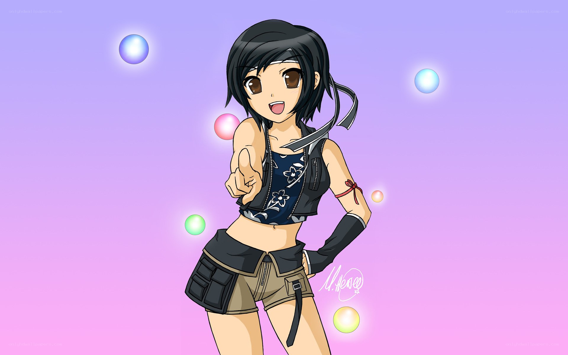 anime girl with bubbles