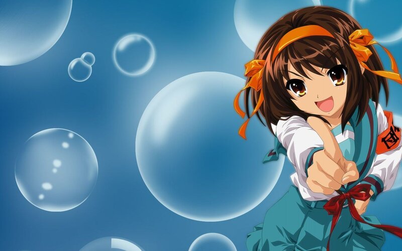 anime girl with bubbles