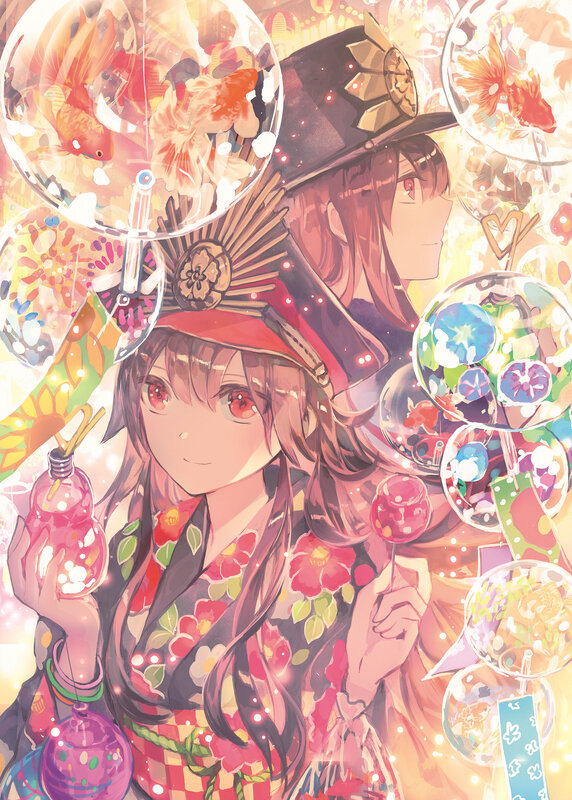 Anime Girl with Bubbles — Pink, Festive