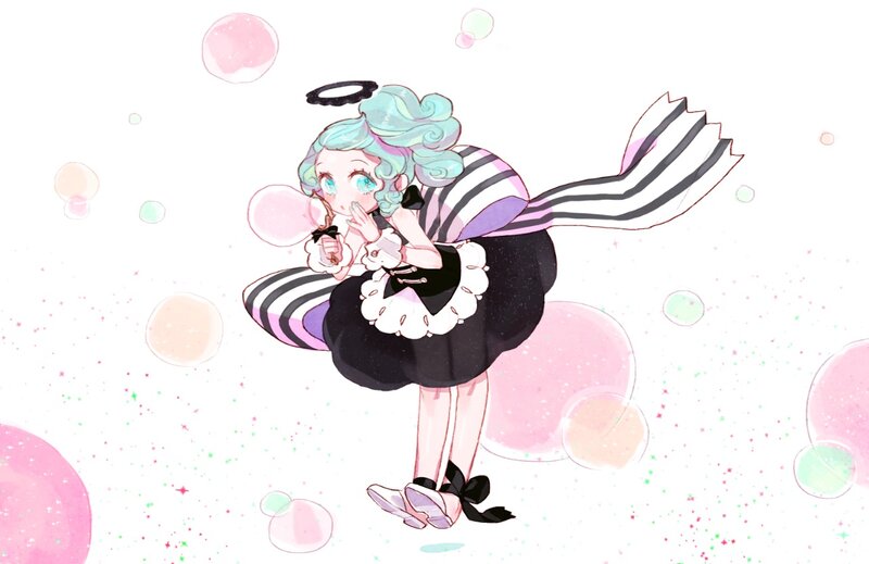 Anime Girl with Bubbles — Pink