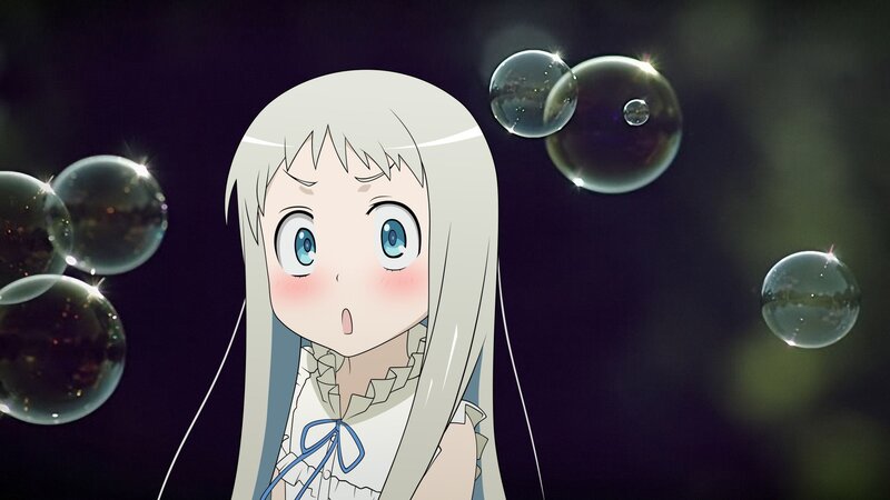 Anime Girl with Bubbles — White
