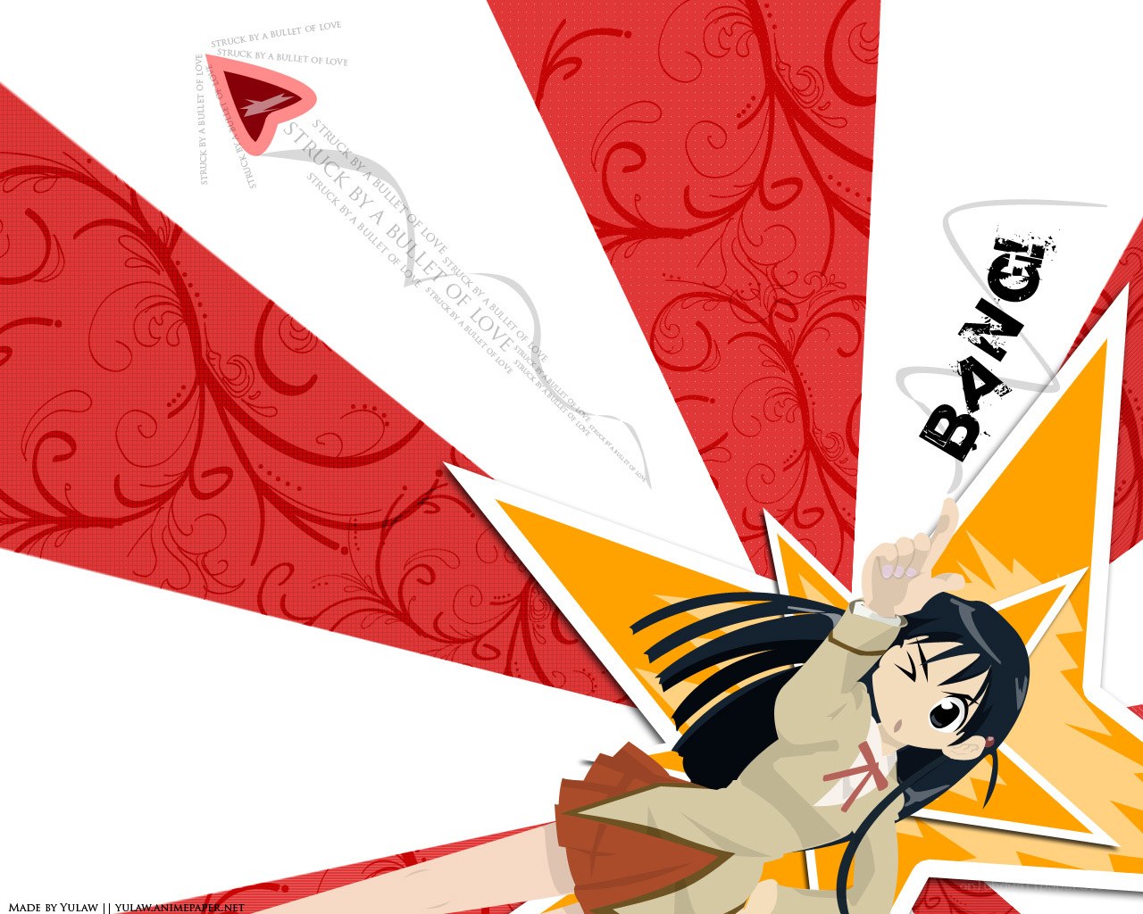 anime girl with bullet effect