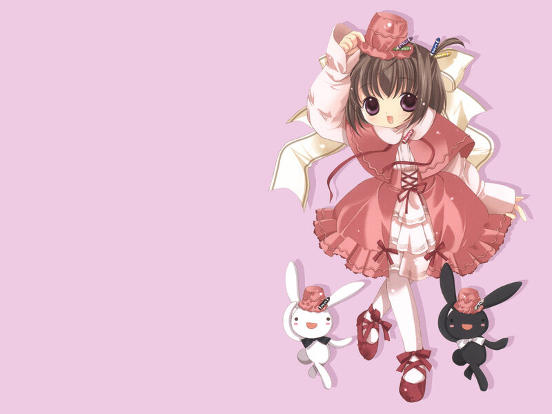 anime girl with bunny companions