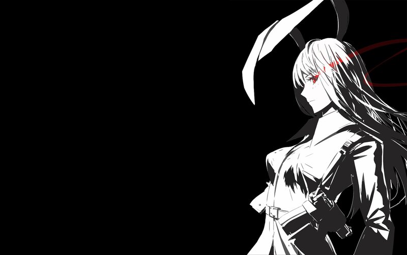 Anime Girl with Bunny Ears — Black, Dramatic, Bunny Ears