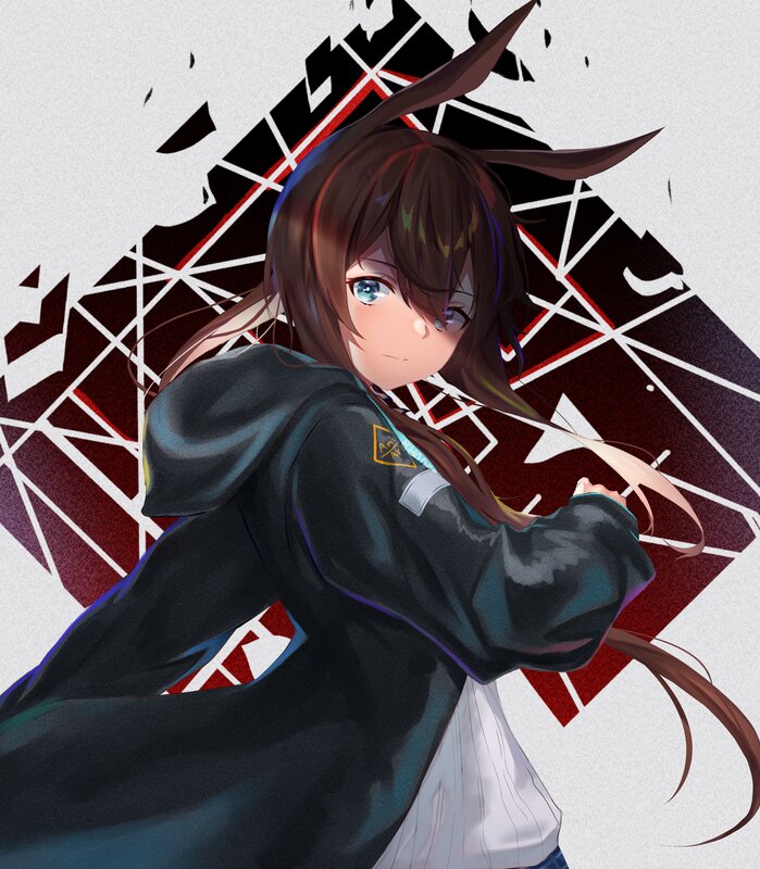 Anime Girl with Bunny Ears — Black, Dramatic, Digital Art
