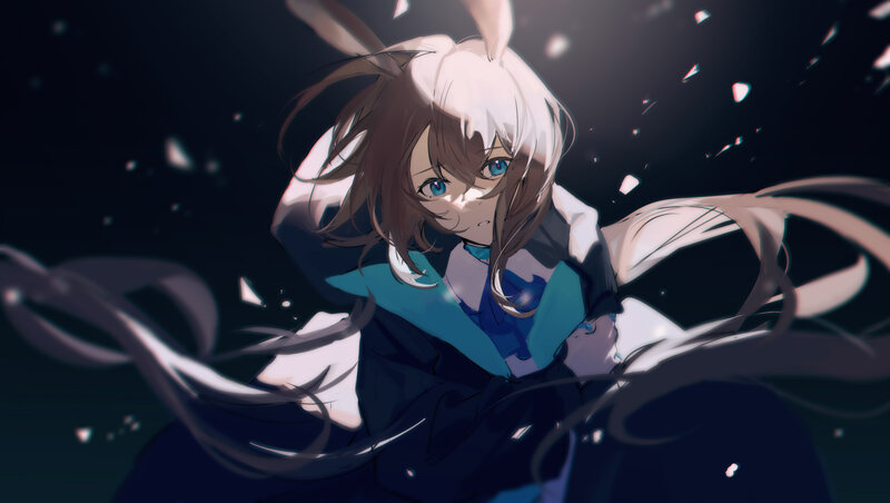 Anime Girl with Bunny Ears — Black, Dramatic, Night, Digital Art, Bunny Ears, Long Hair