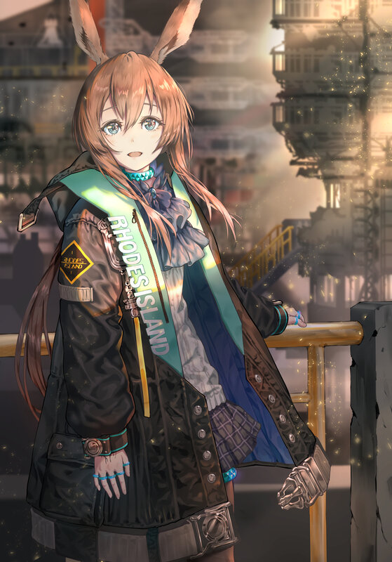 Anime Girl with Bunny Ears — Black, Dramatic, Sunset