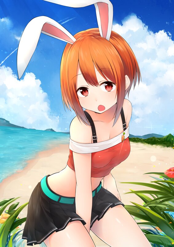 Anime Girl with Bunny Ears — Blue, Bright