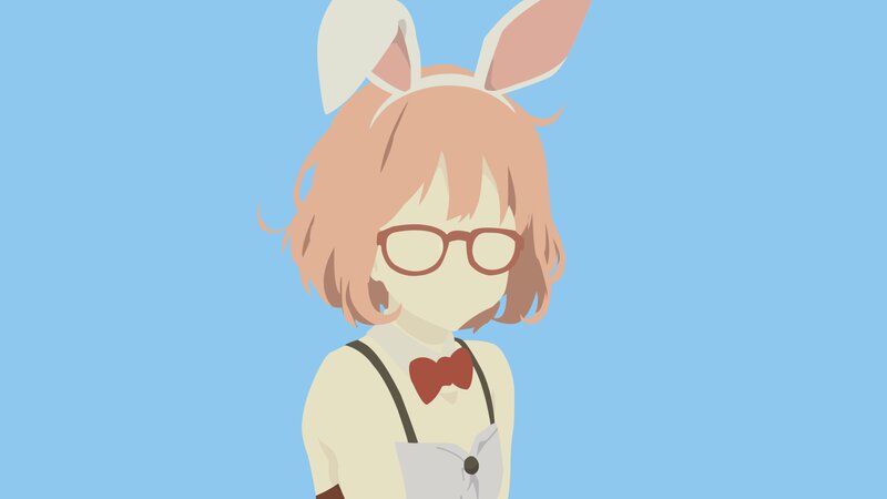 Anime Girl with Bunny Ears — Blue, Calm, Digital Art, Glasses