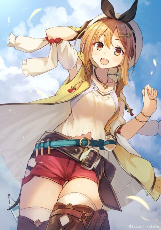 Anime Girl with Bunny Ears — Blue, Cheerful