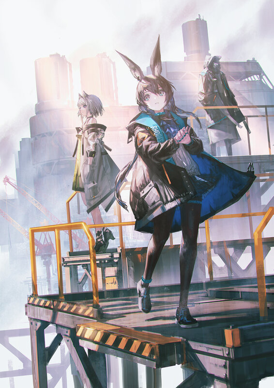 Anime Girl with Bunny Ears — Blue, Dramatic, Digital Art, Girls