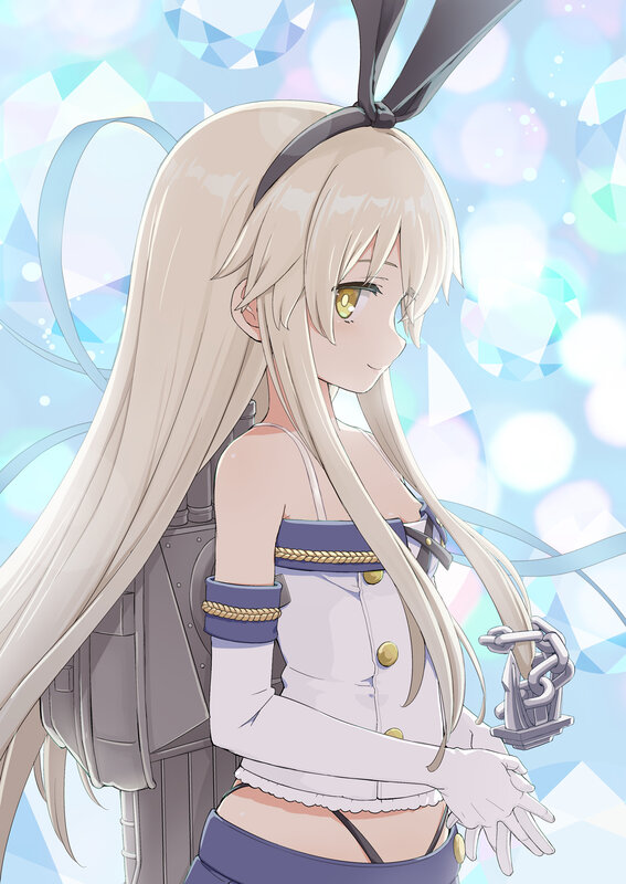 Anime Girl with Bunny Ears — Blue, Dreamy, Bunny Ears