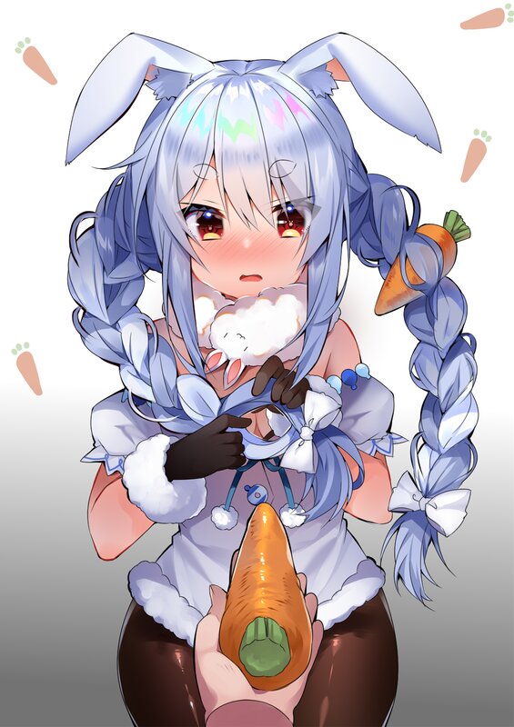 Anime Girl with Bunny Ears — Blue, Playful, Digital Art, Carrot