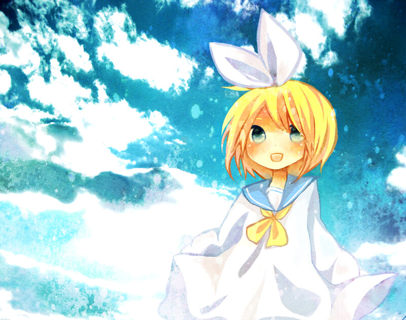 Anime Girl with Bunny Ears — Blue, Serene, Digital Art