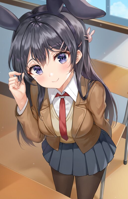Anime Girl with Bunny Ears — Brown, Cheerful, Afternoon