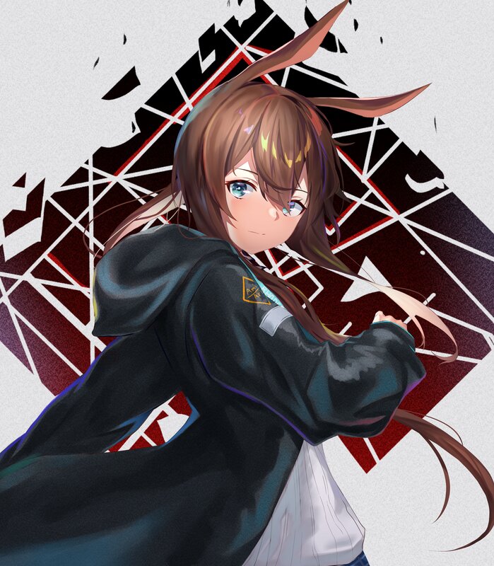 Anime Girl with Bunny Ears — Brown, Dramatic, Digital Art