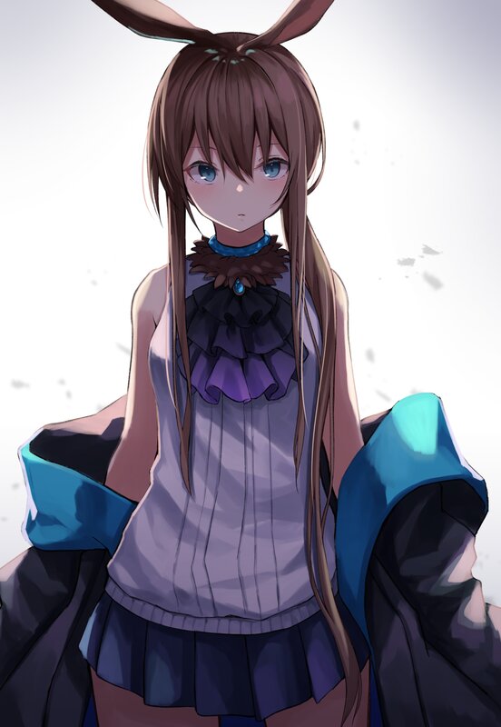 Anime Girl with Bunny Ears — Brown, Neutral