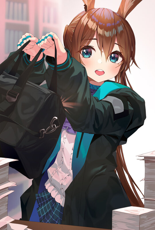 Anime Girl with Bunny Ears — Brown, Playful, Afternoon