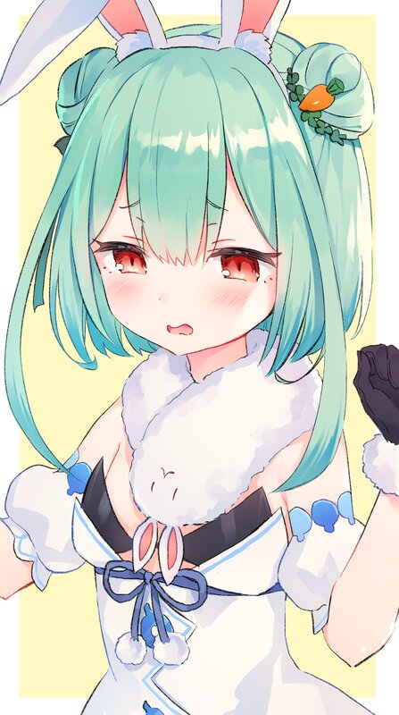 Anime Girl with Bunny Ears — Cyan