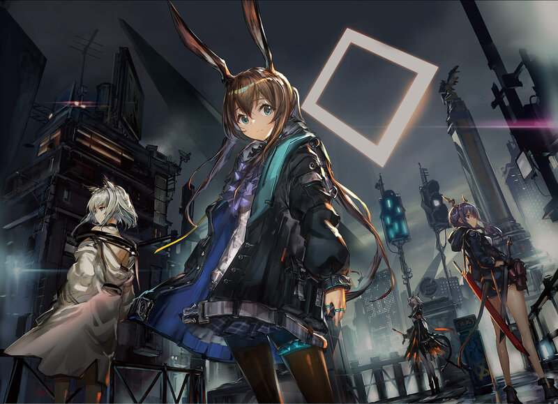 Anime Girl with Bunny Ears — Gray, Dramatic